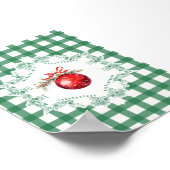 Red Christmas Ornament Green Gingham Holiday ポスター (角)