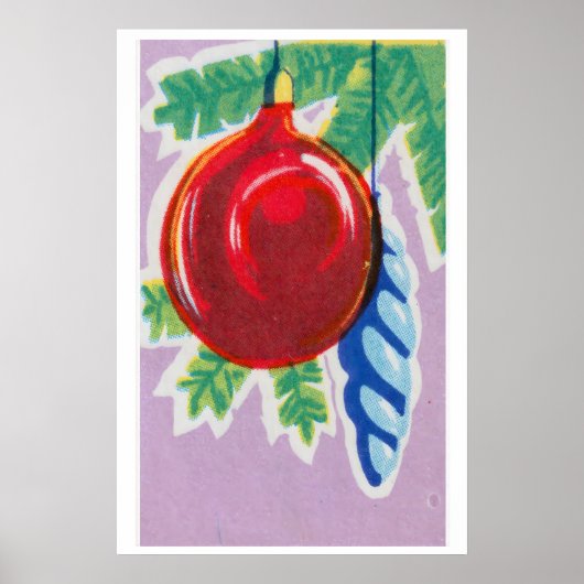 Red Christmas Ornament Matchbox Art Print, Russian ポスター (正面)