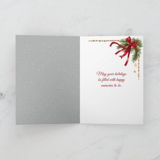 Red Christmas Ornament On Snowy Branch カード (内部)