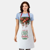 Red Christmas Ornaments and Kitchen Quote エプロン (着用した状態)