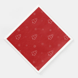 Red Christmas Pattern. Festive Trees and Snowflake