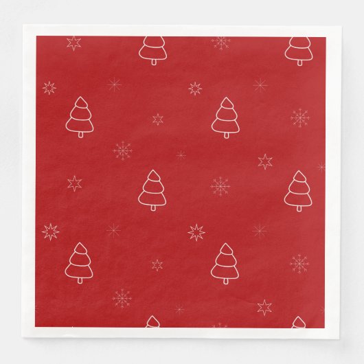 Red Christmas Pattern. Festive Trees and Snowflake (正面)