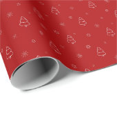 Red Christmas Pattern.Festive Trees and Snowflakes ラッピングペーパー (ロールコーナー)