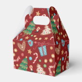 Red Christmas Pattern Gabled Party Favor Gift Box フェイバーボックス (裏面サイド)