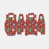 Red Christmas Pattern Gabled Party Favor Gift Box フェイバーボックス (折り畳みなし)