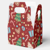 Red Christmas Pattern Gabled Party Favor Gift Box フェイバーボックス (オープン)