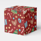 Red Christmas Pattern Party Favor Small Gift Box フェイバーボックス (正面サイド)
