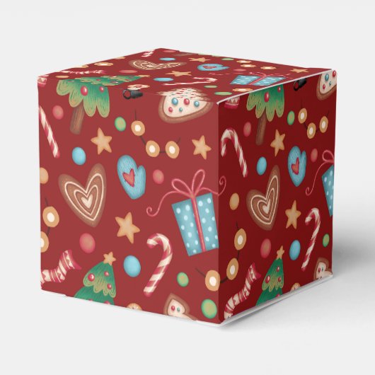 Red Christmas Pattern Party Favor Small Gift Box フェイバーボックス (裏面サイド)