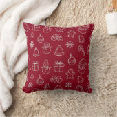 red christmas pattern pillow celebration クッション (ブランケット)