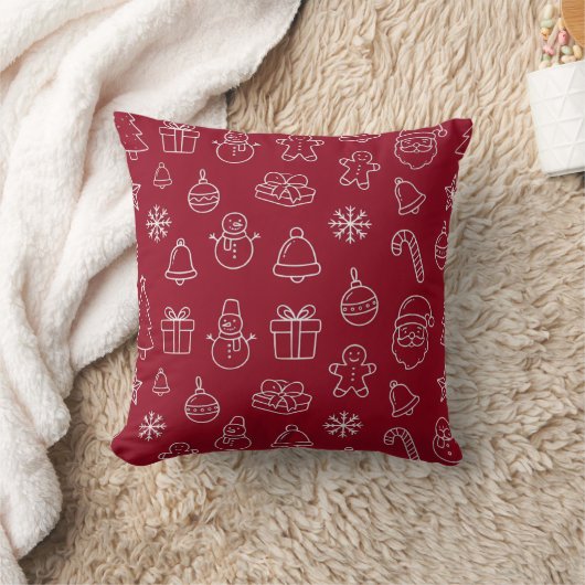 red christmas pattern pillow celebration クッション (ブランケット)