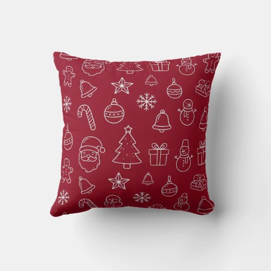 red christmas pattern pillow celebration クッション (裏面)