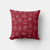 red christmas pattern pillow celebration クッション (正面)
