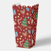 Red Christmas Pattern Popcorn Party Favor Gift Box フェイバーボックス (正面)