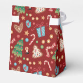 Red Christmas Pattern Tent Party Favor Gift Box フェイバーボックス (裏面サイド)