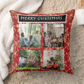 Red Christmas Patterns  4 Photo Collage クッション (ブランケット)