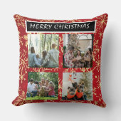 Red Christmas Patterns  4 Photo Collage クッション (正面)