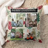 Red Christmas Patterns  4 Photo Collage クッション (ブランケット)