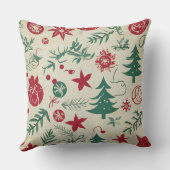 Red Christmas Patterns  4 Photo Collage クッション (裏面)