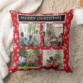 Red Christmas Patterns  4 Photo Collage クッション (ブランケット)