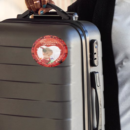 RED Christmas Photoおばあちゃん マグネット