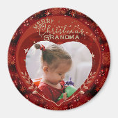 RED Christmas Photoおばあちゃん マグネット (正面)