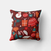 Red Christmas Pillow – Festive Holiday Design クッション (裏面)