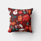 Red Christmas Pillow – Festive Holiday Design クッション (正面)