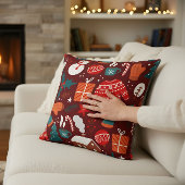 Red Christmas Pillow – Festive Holiday Design クッション