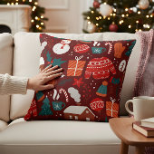 Red Christmas Pillow – Festive Holiday Design クッション