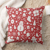 Red Christmas Pillow with Holiday Symbols クッション (ブランケット)