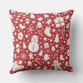 Red Christmas Pillow with Holiday Symbols クッション (裏面)