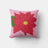 Red Christmas Poinsettia  クッション (正面)