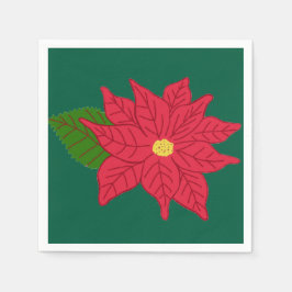 Red Christmas Poinsettia  スタンダードカクテルナプキン