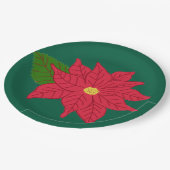 Red Christmas Poinsettia  ペーパープレート (アングル)