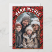 Red Christmas Poinsettia Custom Photo Calendar シーズンカード (正面)