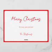 Red Christmas Poinsettias in the Snow Holiday Card 箔シーズンカード (裏面)