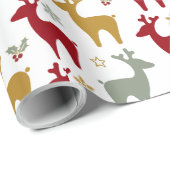 Red Christmas Reindeer Pattern#12 ID1009 ラッピングペーパー (ロールコーナー)