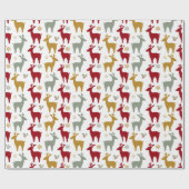 Red Christmas Reindeer Pattern#12 ID1009 ラッピングペーパー (フラット)