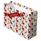 Red Christmas Reindeer Pattern#12 ID1009 ラージペーパーバッグ (正面アングル)