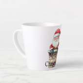 Red Christmas Santa in Chimney カフェラテマグ (左アングル)