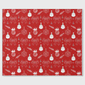Red Christmas – Santa & Snowflake Pattern ラッピングペーパー (フラット)