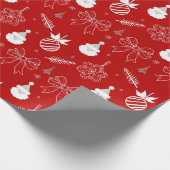 Red Christmas – Santa & Snowflake Pattern ラッピングペーパー (角)