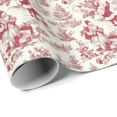 Red Christmas Santa Toile ラッピングペーパー (ロールコーナー)