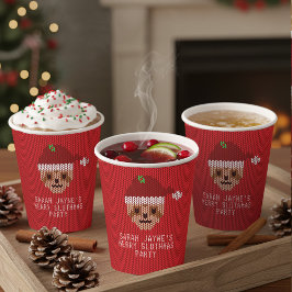 Red Christmas Sloth Sweater Party Paper Cups 紙コップ