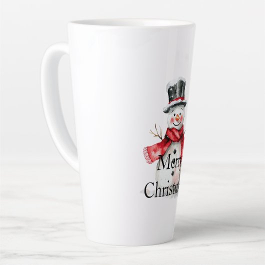 Red Christmas Snowman  カフェラテマグ (左アングル)