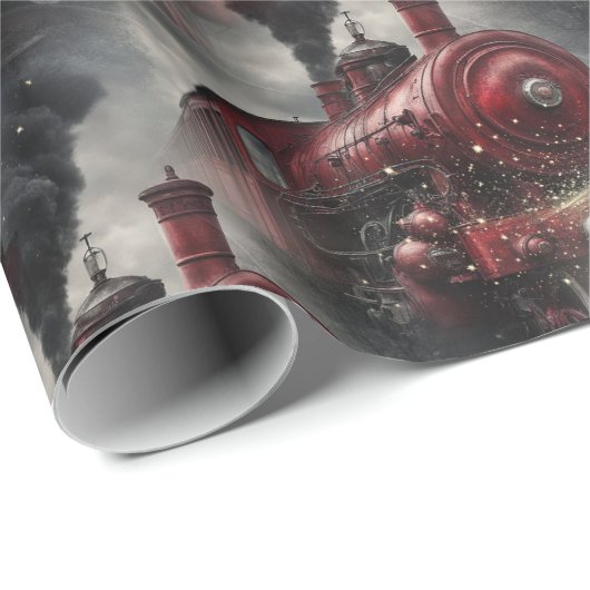 Red Christmas Steam Train ラッピングペーパー (ロールコーナー)