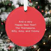 Red Christmas Stripes Photo Joy Typography オーナメント