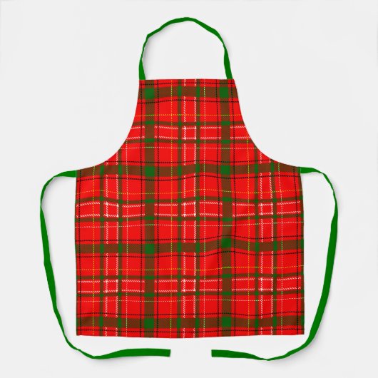 Red Christmas Tartan Plaid Pattern Design  エプロン (正面)