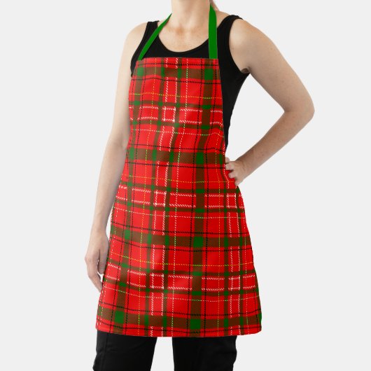 Red Christmas Tartan Plaid Pattern Design  エプロン (インサイチュ)