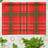 Red Christmas Tartan Plaid Pattern Design  キッチンタオル (折り畳み)